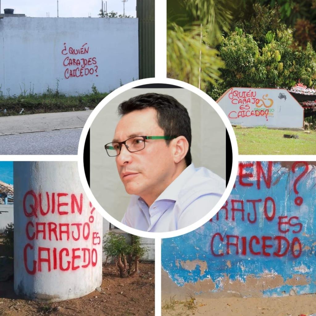 La vieja y desgastada estrategia de grafitis con la pregunta ¿Quien Carajo Es Caicedo?