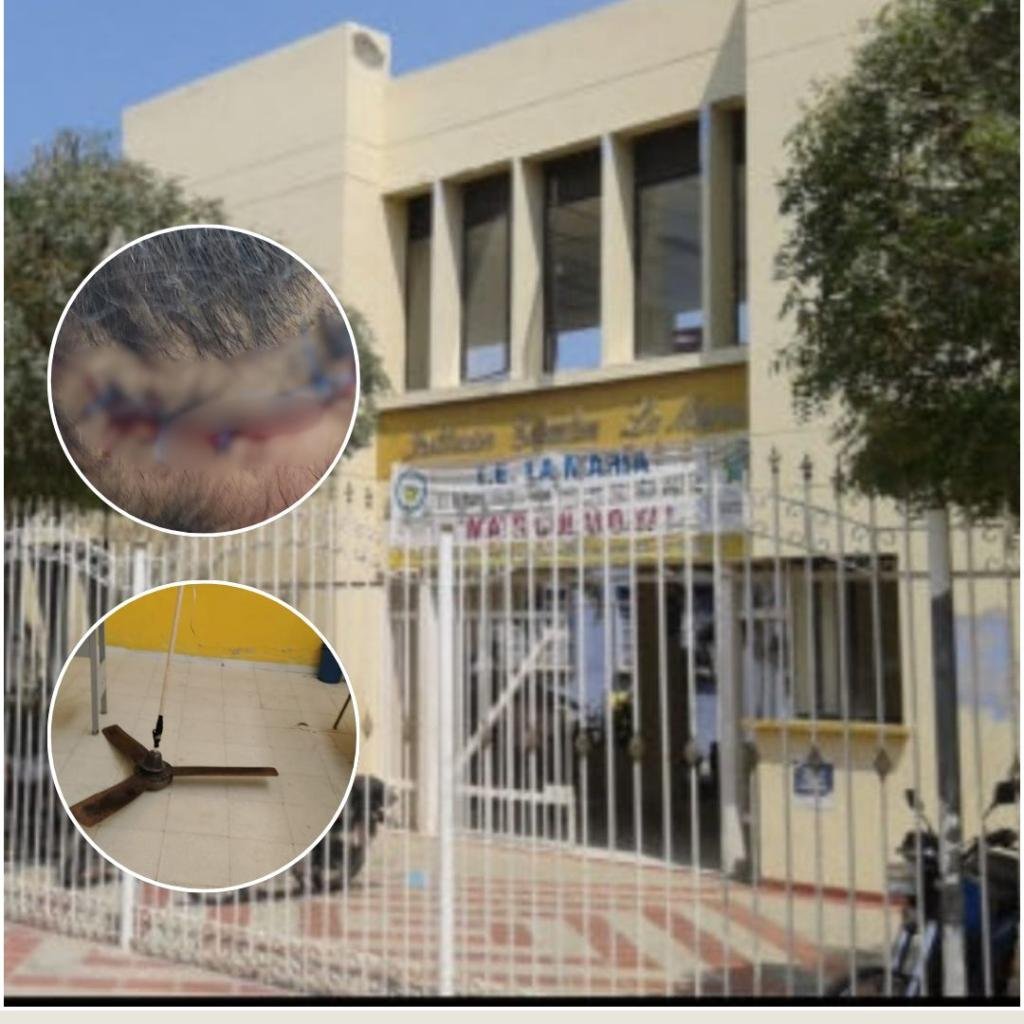 A estudiante  le cayó un abanico de techo en aula de clase y por poco la mata
