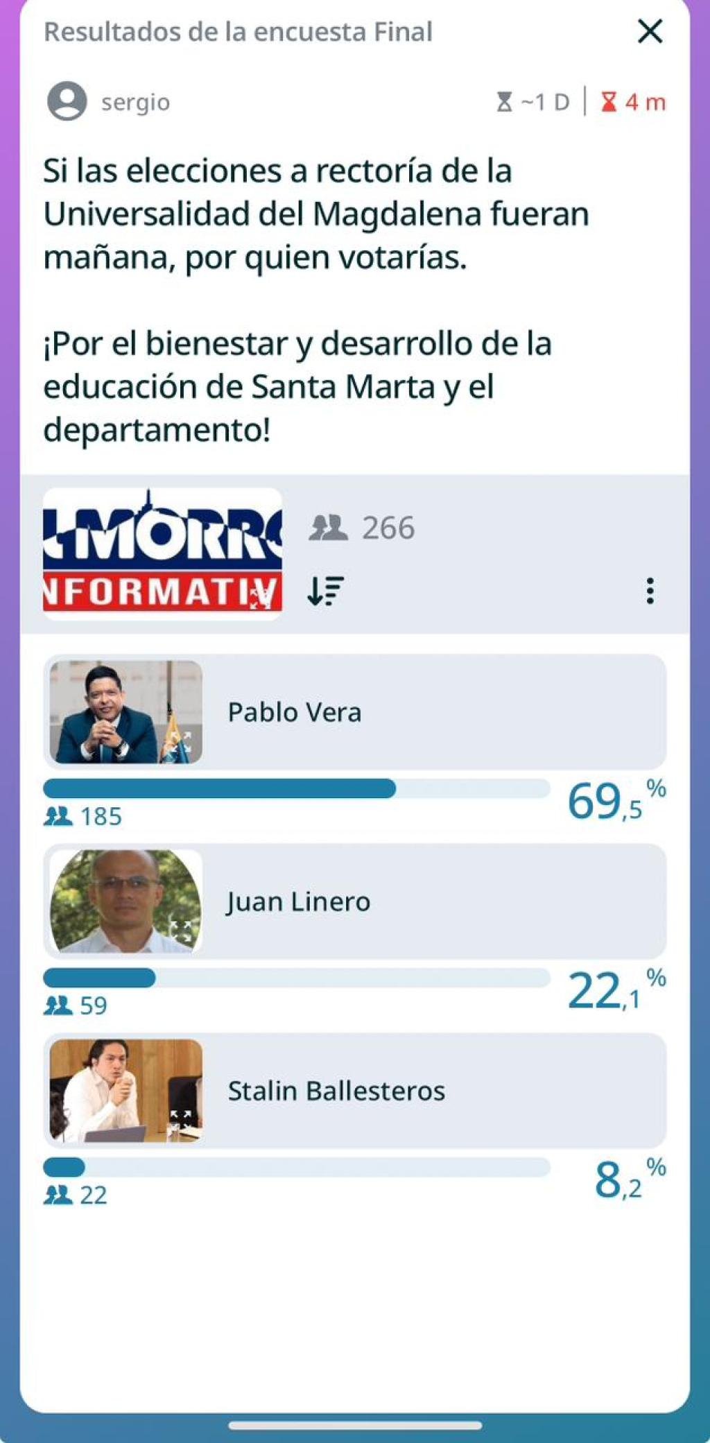 Estudiantes escogieron a Pablo Vera como ganador en la encuesta disputa por la rectoría de Unimagdalena