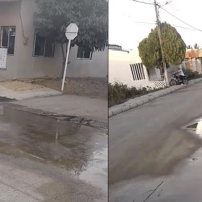 Por culpa de la gorbernacion del Magdalena, hay fuga masiva de agua potable en obra pública en Gaira que genera indignación ciudadana