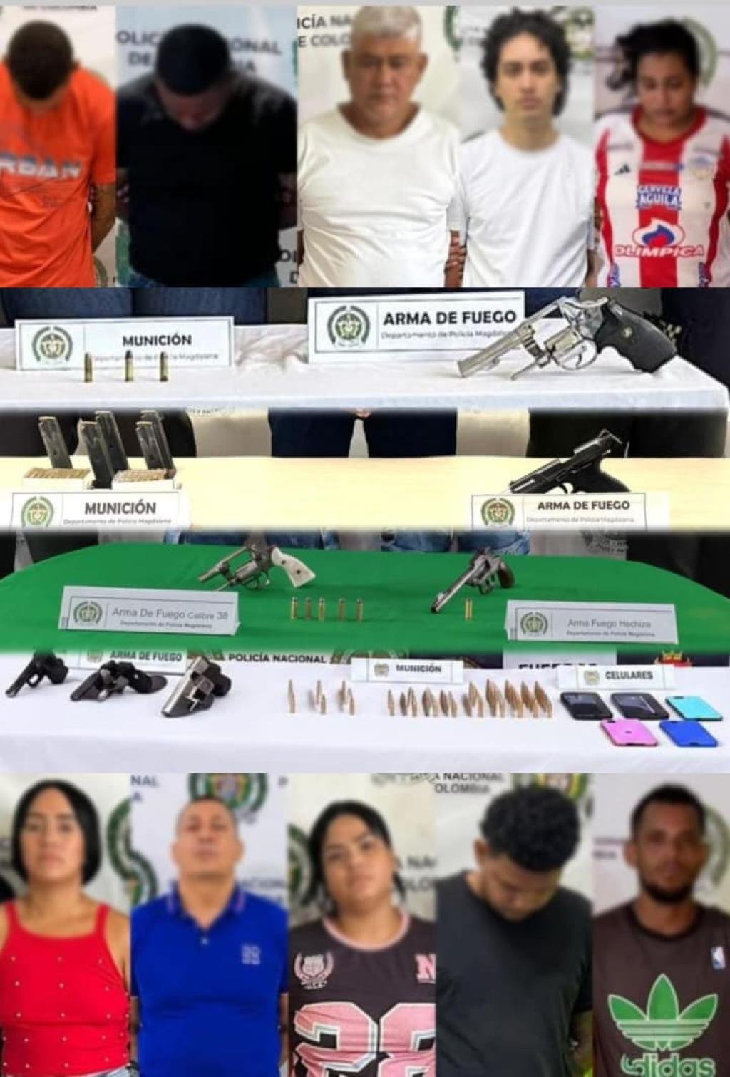 Golpe simultáneo a las ACSN y al Clan del Golfo: 10 capturados y arsenal incautado en Magdalena